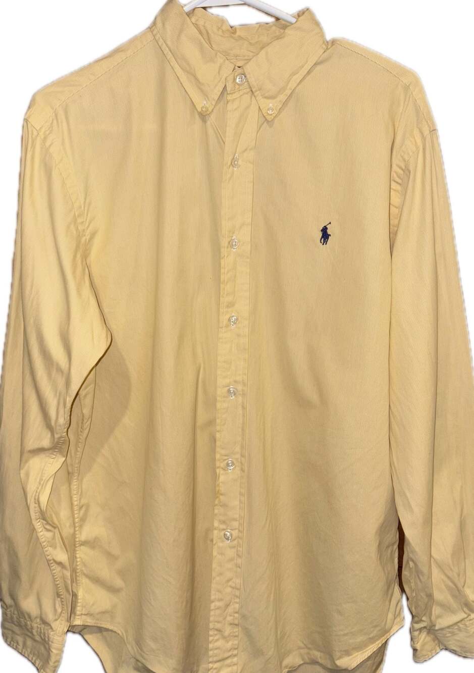 Ralph Lauren Classic Fit Yellow Striped Long Sleeve Button Down Shirt Size 16
